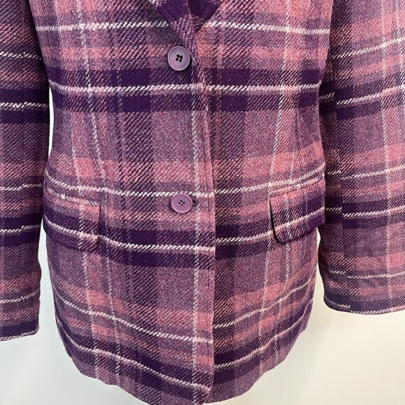 Chadwick's Purple Plaid Wool Blazer Jacket size 10 Pockets Carer Casual Preppy - Picture 5 of 10